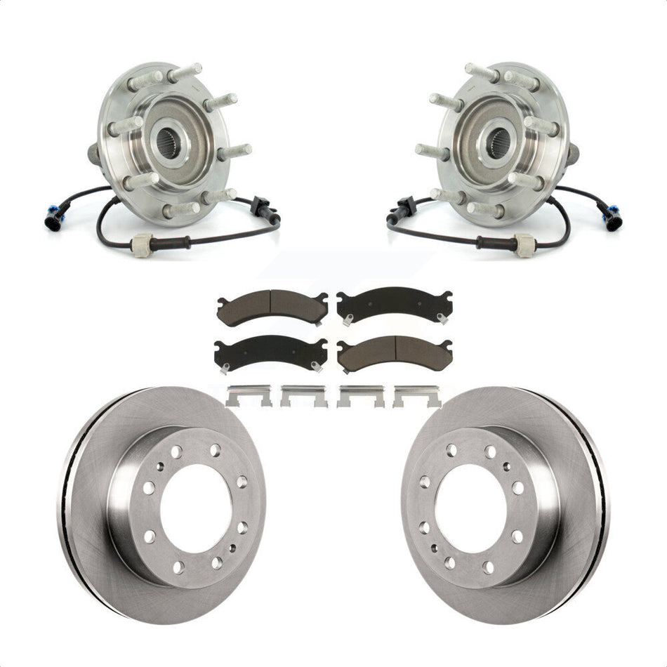 Front Hub Bearing Assembly With Disc Brake Rotors And Ceramic Pads Kit For Chevrolet Silverado 3500 GMC Sierra Classic RWD KBB-122035