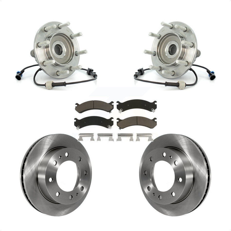 Front Hub Bearing Assembly With Disc Brake Rotors And Ceramic Pads Kit For Chevrolet Silverado 3500 GMC Sierra Classic RWD KBB-122037