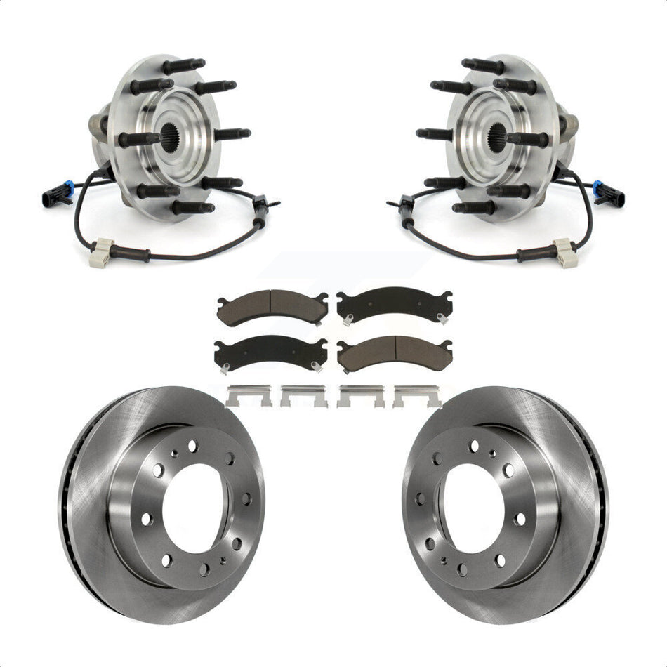 Front Hub Bearing Assembly With Disc Brake Rotors And Ceramic Pads Kit For Chevrolet Silverado 2500 HD GMC Sierra Hummer H2 Classic 1500 3500 Suburban Yukon XL Avalanche KBB-122038
