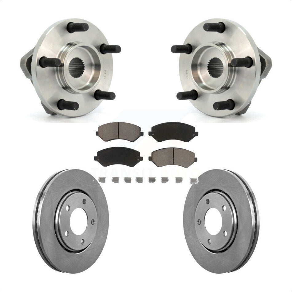 Front Hub Bearing Assembly With Disc Brake Rotors And Ceramic Pads Kit For Dodge Chrysler Town & Country Grand Caravan Voyager KBB-122047