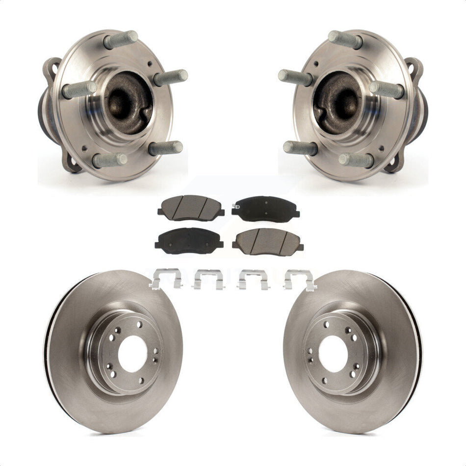 Front Hub Bearing Assembly With Disc Brake Rotors And Ceramic Pads Kit For 2009-2011 Hyundai Genesis 3.8L KBB-122067