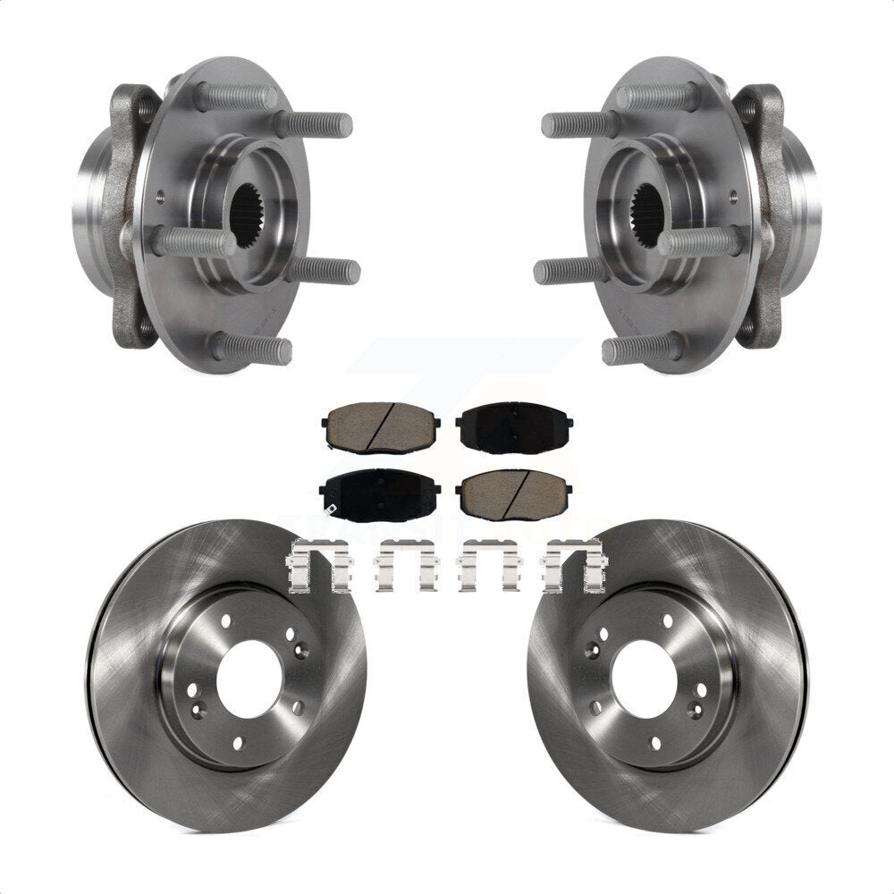 Front Hub Bearing Assembly Brake Rotor & Pads Kit For Kia Forte Hyundai Elantra GT Forte5 KBB-122072