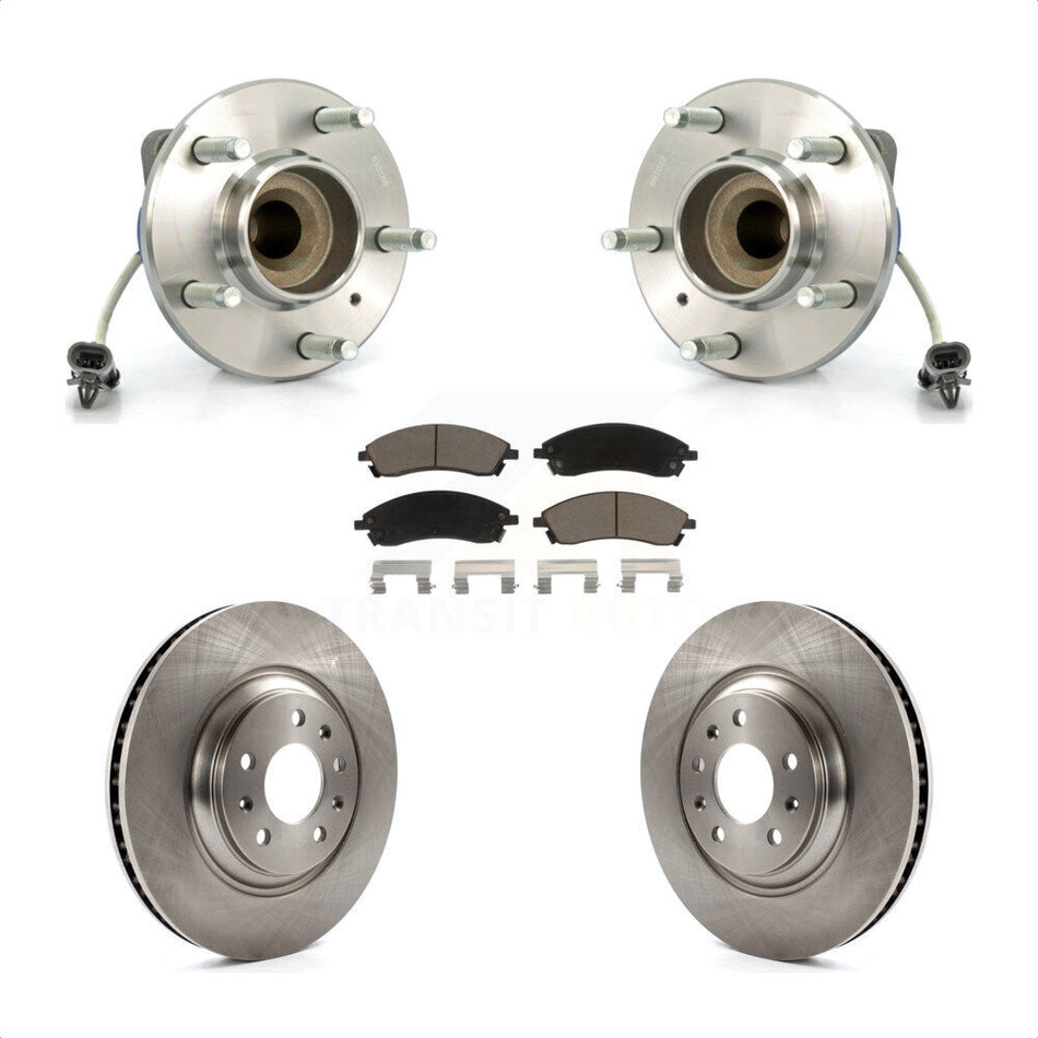 Front Hub Bearing Assembly With Disc Brake Rotors And Ceramic Pads Kit For 2006-2007 Cadillac CTS Base Sport Suspension 323mm Diameter Rotor KBB-122092