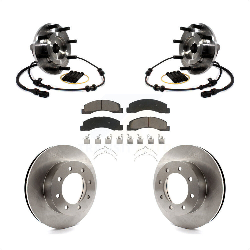 Front Hub Bearing Assembly With Disc Brake Rotors And Ceramic Pads Kit For Ford F-250 Super Duty RWD KBB-122124