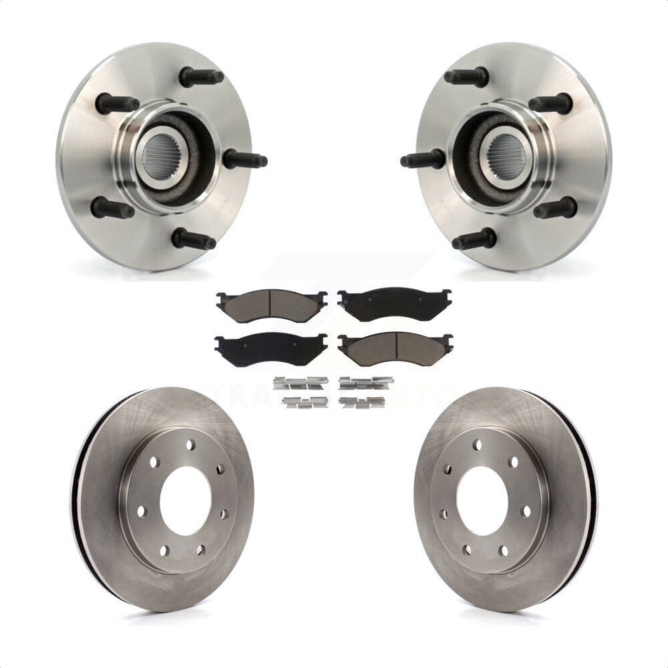 Front Hub Bearing Assembly With Disc Brake Rotors And Ceramic Pads Kit For 1999 Ford F-150 4WD with 2-Wheel ABS 7 Lug Wheels KBB-122133