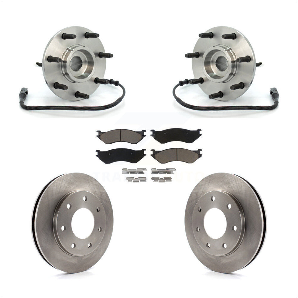 Front Hub Bearing Assembly With Disc Brake Rotors And Ceramic Pads Kit For Ford F-150 Heritage F-250 7 Lug Wheels 4WD with 4-Wheel ABS KBB-122135