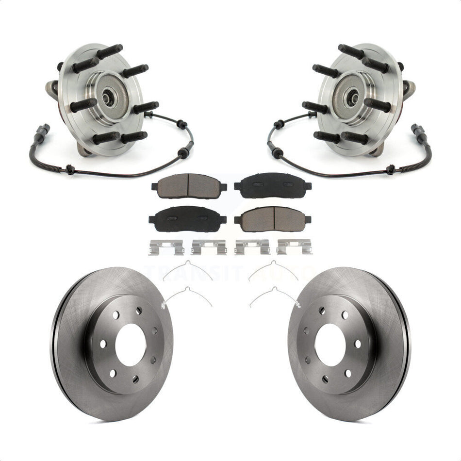 Front Hub Bearing Assembly With Disc Brake Rotors And Ceramic Pads Kit For Ford F-150 4WD KBB-122138