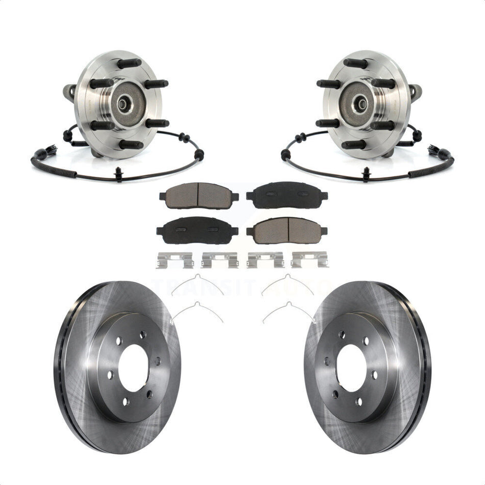 Front Hub Bearing Assembly With Disc Brake Rotors And Ceramic Pads Kit For Ford F-150 Lincoln Mark LT 4WD KBB-122143