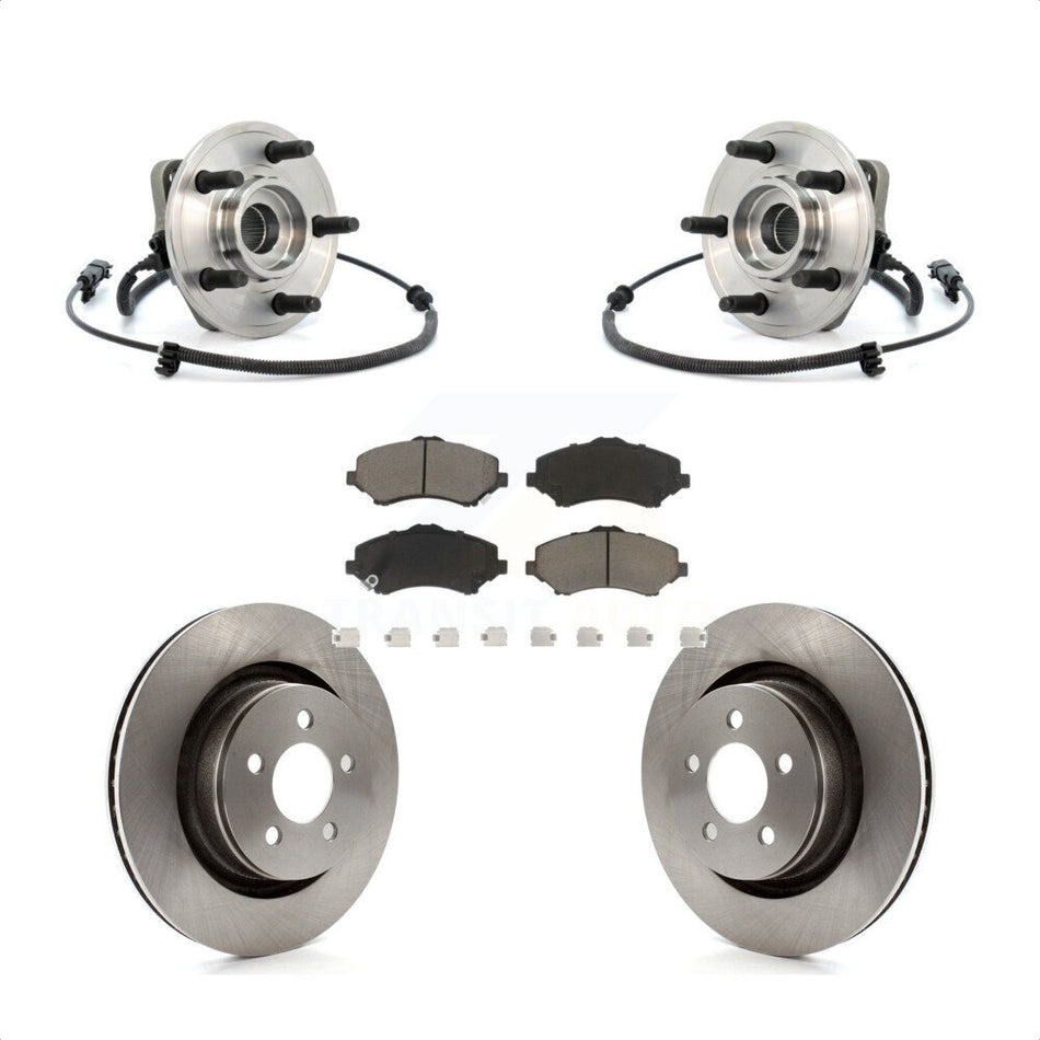 Front Hub Bearing Assembly With Disc Brake Rotors And Ceramic Pads Kit For Jeep Liberty Dodge Nitro 332mm Diameter Rotor KBB-122146
