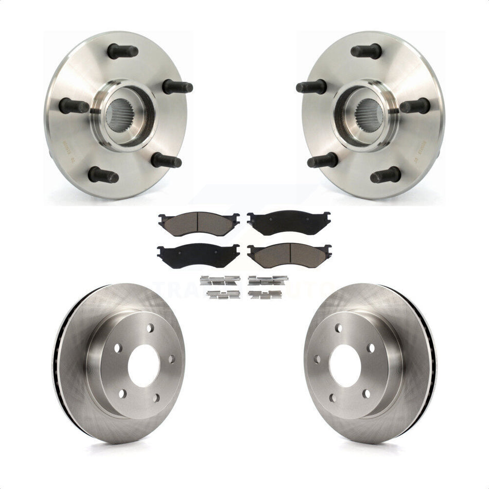 Front Hub Bearing Assembly With Disc Brake Rotors And Ceramic Pads Kit For 2000-2001 Dodge Ram 1500 4WD with 2-Wheel ABS KBB-122148