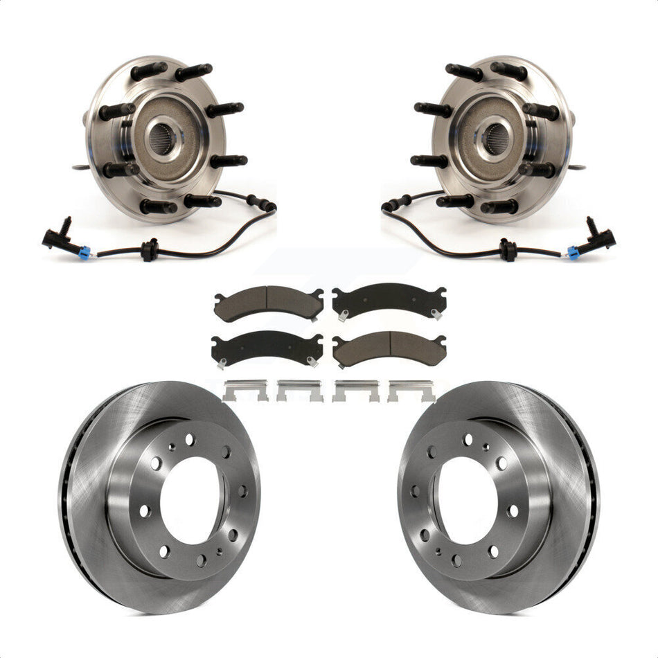 Front Hub Bearing Assembly With Disc Brake Rotors And Ceramic Pads Kit For Chevrolet Silverado 2500 HD GMC Sierra Suburban Hummer H2 Yukon XL KBB-122163