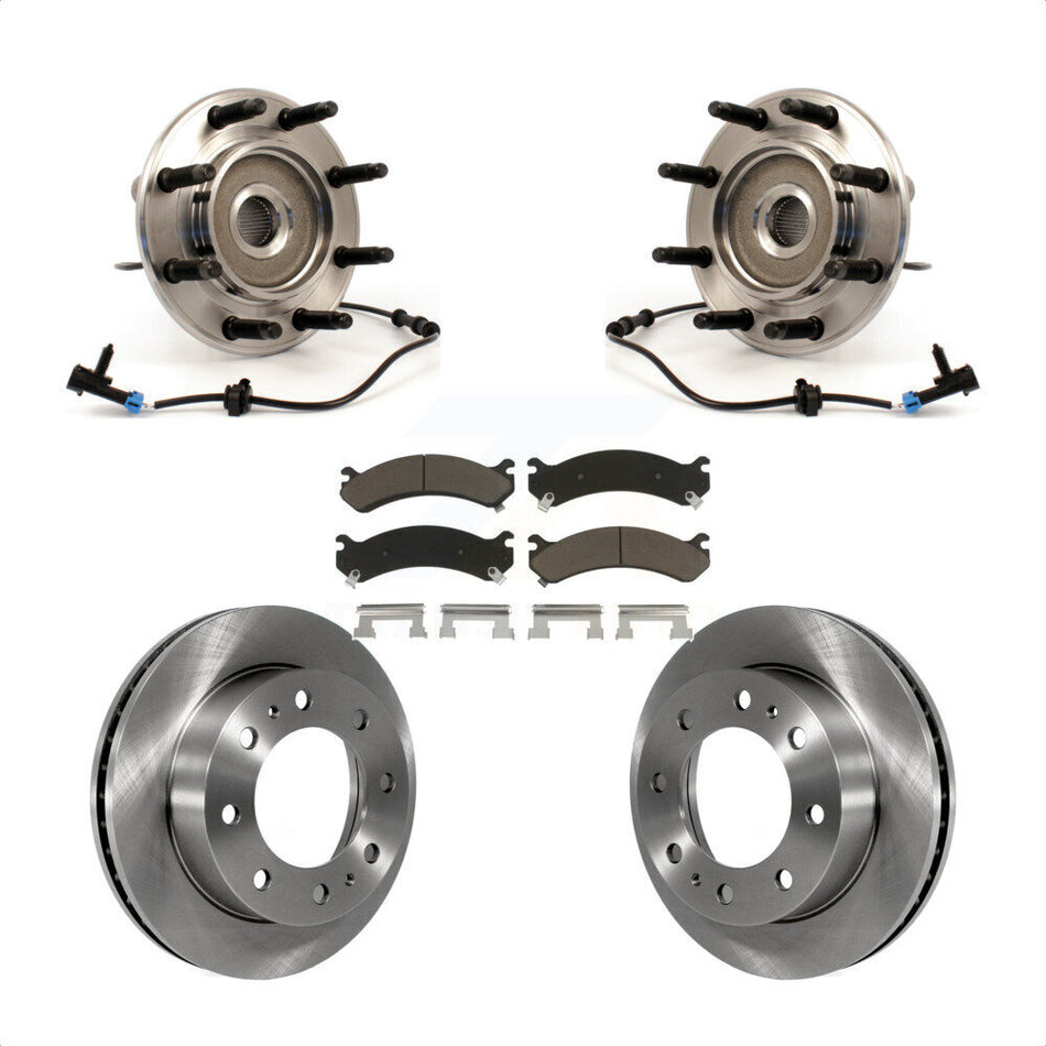 Front Hub Bearing Assembly With Disc Brake Rotors And Ceramic Pads Kit For Chevrolet Silverado 2500 HD GMC Sierra Suburban Hummer H2 Yukon XL KBB-122163