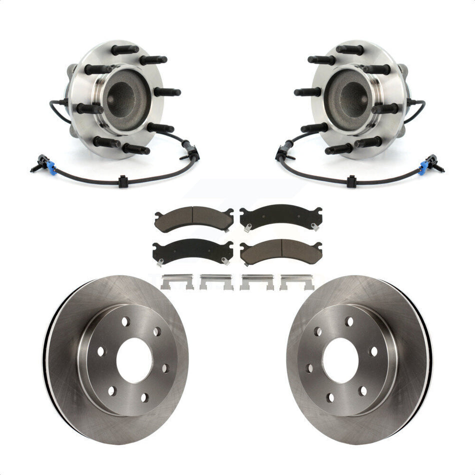 Front Hub Bearing Assembly With Disc Brake Rotors And Ceramic Pads Kit For 2006-2006 Chevrolet Express 2500 GMC Savana KBB-122164