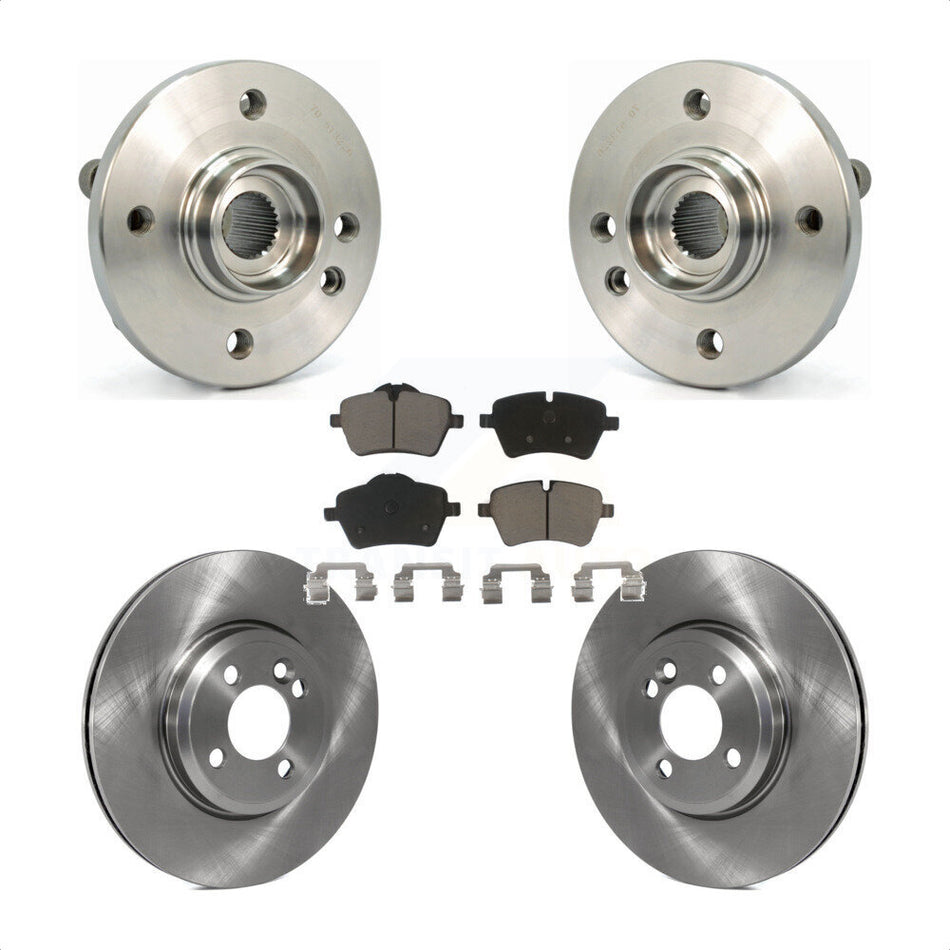 Front Hub Bearing Assembly With Disc Brake Rotors And Ceramic Pads Kit For 2002-2006 Mini Cooper 294mm Diameter Rotor 4 Lug Wheels KBB-122167
