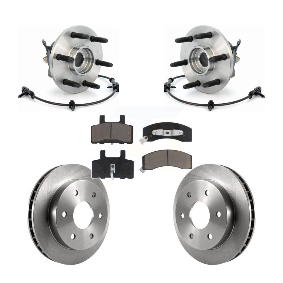 Front Hub Bearing Assembly With Disc Brake Rotors And Ceramic Pads Kit For 2000 Chevrolet Tahoe Base LT LS with 4WD Rear Drum Brakes Police Package KBB-122173