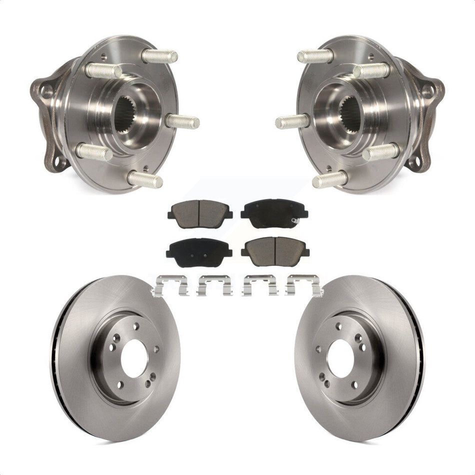 Front Hub Bearing Assembly With Disc Brake Rotors And Ceramic Pads Kit For 2015 Hyundai Sonata FULL HYBRID EV-GAS (FHEV) engine KBB-122182