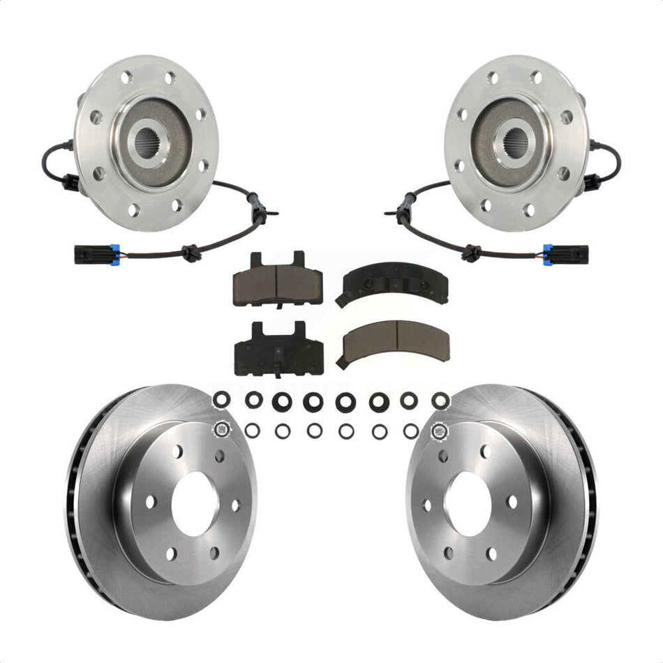 Front Hub Bearing Assembly With Disc Brake Rotors And Ceramic Pads Kit For K1500 Chevrolet GMC K2500 KBB-122196