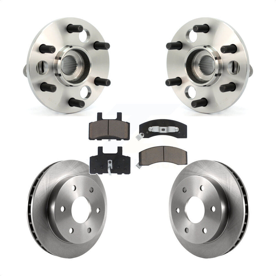 Front Hub Bearing Assembly With Disc Brake Rotors And Ceramic Pads Kit For Chevrolet K1500 Suburban K2500 GMC 6 Lug Wheels KBB-122197