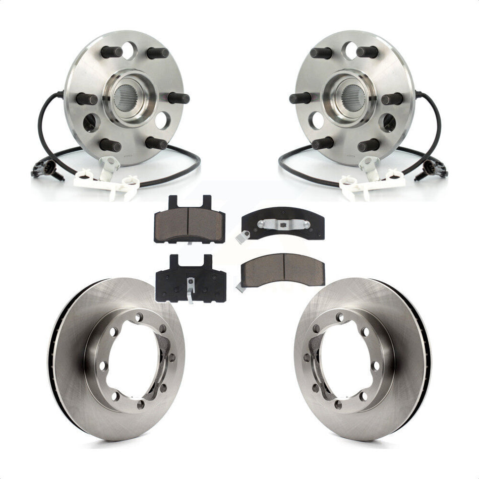 Front Hub Bearing Assembly With Disc Brake Rotors And Ceramic Pads Kit For 1998-1999 Chevrolet Tahoe 4WD with DIESEL engine 6 Lug Wheels KBB-122201