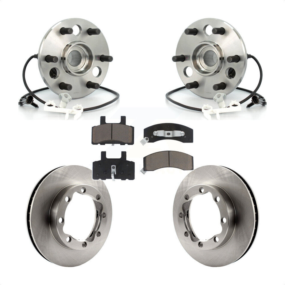 Front Hub Bearing Assembly With Disc Brake Rotors And Ceramic Pads Kit For 1998-1999 Chevrolet Tahoe 4WD with DIESEL engine 6 Lug Wheels KBB-122201