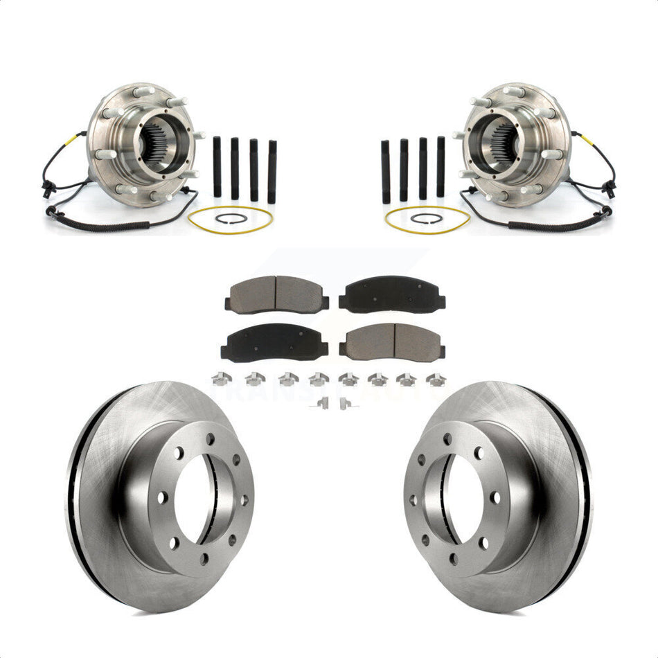 Front Hub Bearing Assembly With Disc Brake Rotors And Ceramic Pads Kit For Ford F-250 Super Duty Dual Rear Wheels KBB-122228