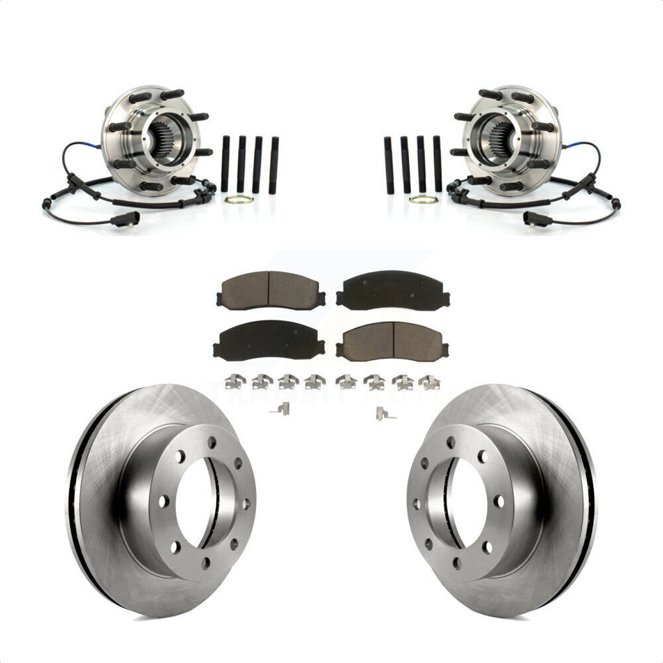 Front Hub Bearing Assembly With Disc Brake Rotors And Ceramic Pads Kit For 2011-2011 Ford F-250 Super Duty F-350 Single Rear Wheels 4WD KBB-122231