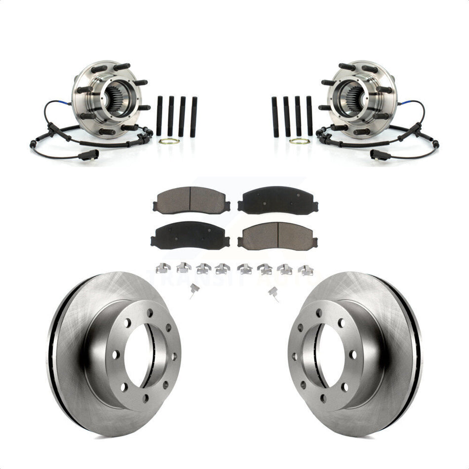 Front Hub Bearing Assembly With Disc Brake Rotors And Ceramic Pads Kit For 2012-2012 Ford F-250 Super Duty F-350 Single Rear Wheels 4WD KBB-122233
