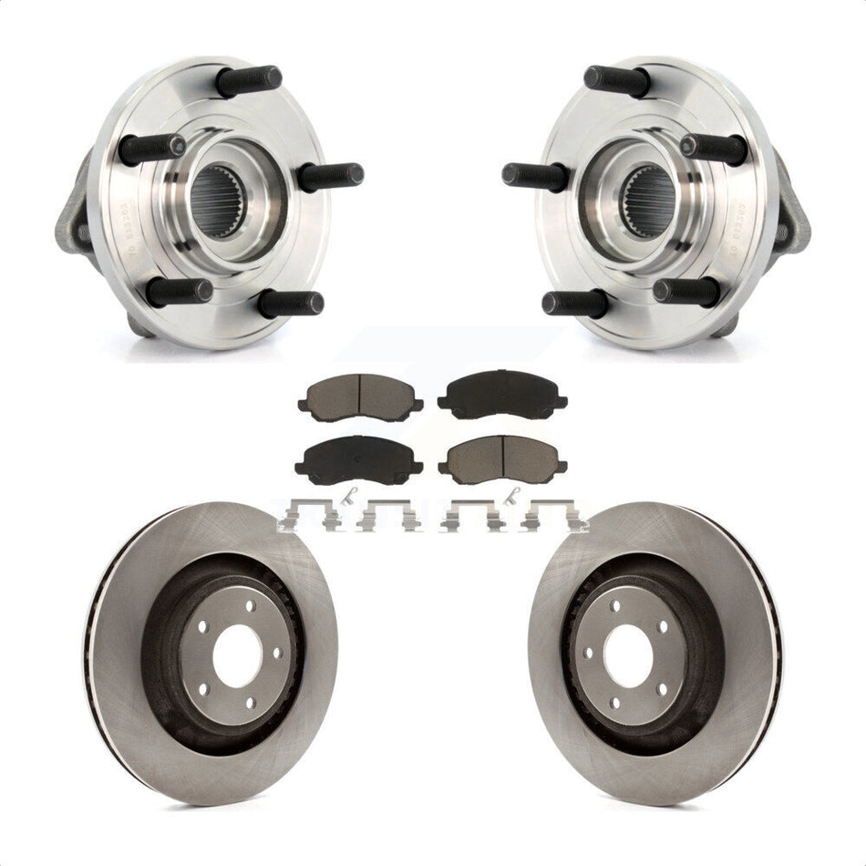 Front Hub Bearing Assembly With Disc Brake Rotors And Ceramic Pads Kit For 2012-2012 Chrysler 200 Dodge Avenger 340mm Diameter Rotor KBB-122238