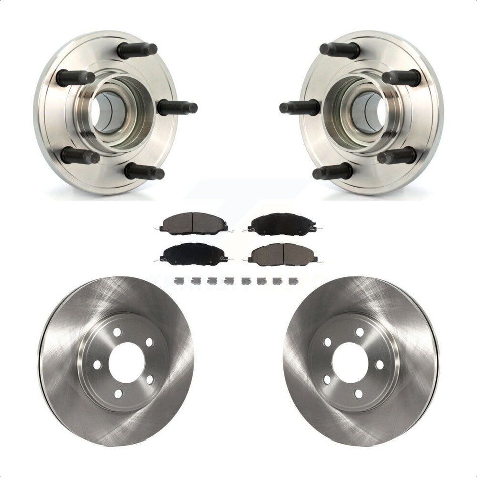 Front Hub Bearing Assembly With Disc Brake Rotors And Ceramic Pads Kit For 2009 Ford Mustang Bullitt with 4-Wheel ABS KBB-122245