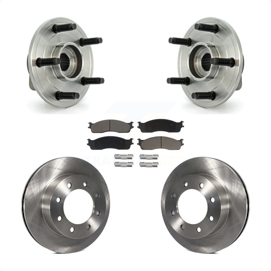 Front Hub Bearing Assembly With Disc Brake Rotors And Ceramic Pads Kit For 2007-2008 Dodge Ram 1500 Extended Crew Cab Pickup with 2-Wheel ABS 5 Lug Wheels KBB-122246