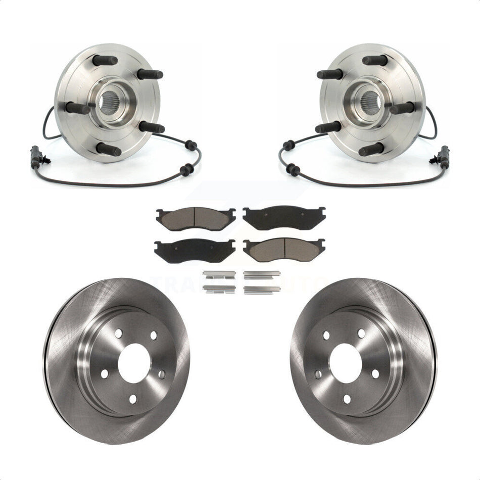 Front Hub Bearing Assembly With Disc Brake Rotors And Ceramic Pads Kit For 2004-2005 Dodge Durango KBB-122262