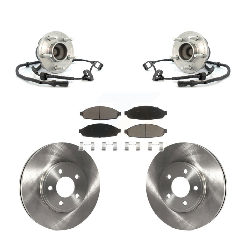 Front Hub Bearing Assembly With Disc Brake Rotors And Ceramic Pads Kit For Ford Crown Victoria Mercury Grand Marquis Lincoln Town Car KBB-122271