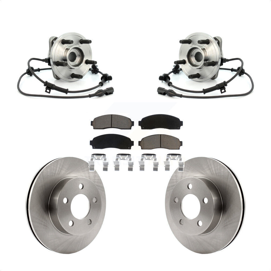 Front Hub Bearing Assembly With Disc Brake Rotors And Ceramic Pads Kit For 2003 Ford Ranger 4WD 286mm Diameter Rotor KBB-122299