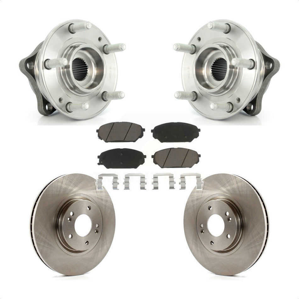 Front Hub Bearing Assembly With Disc Brake Rotors And Ceramic Pads Kit For 2007-2012 Hyundai Veracruz ABS Brakes KBB-122312