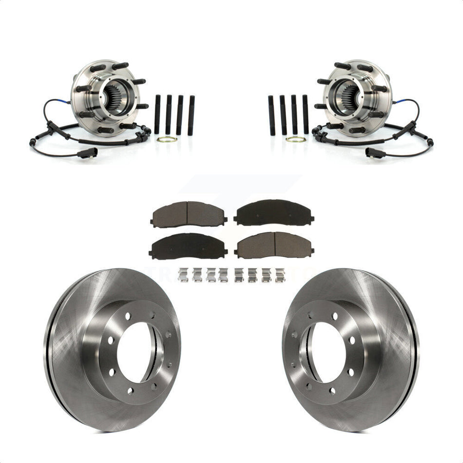Front Hub Bearing Assembly With Disc Brake Rotors And Ceramic Pads Kit For Ford F-250 Super Duty F-350 4WD KBB-122316