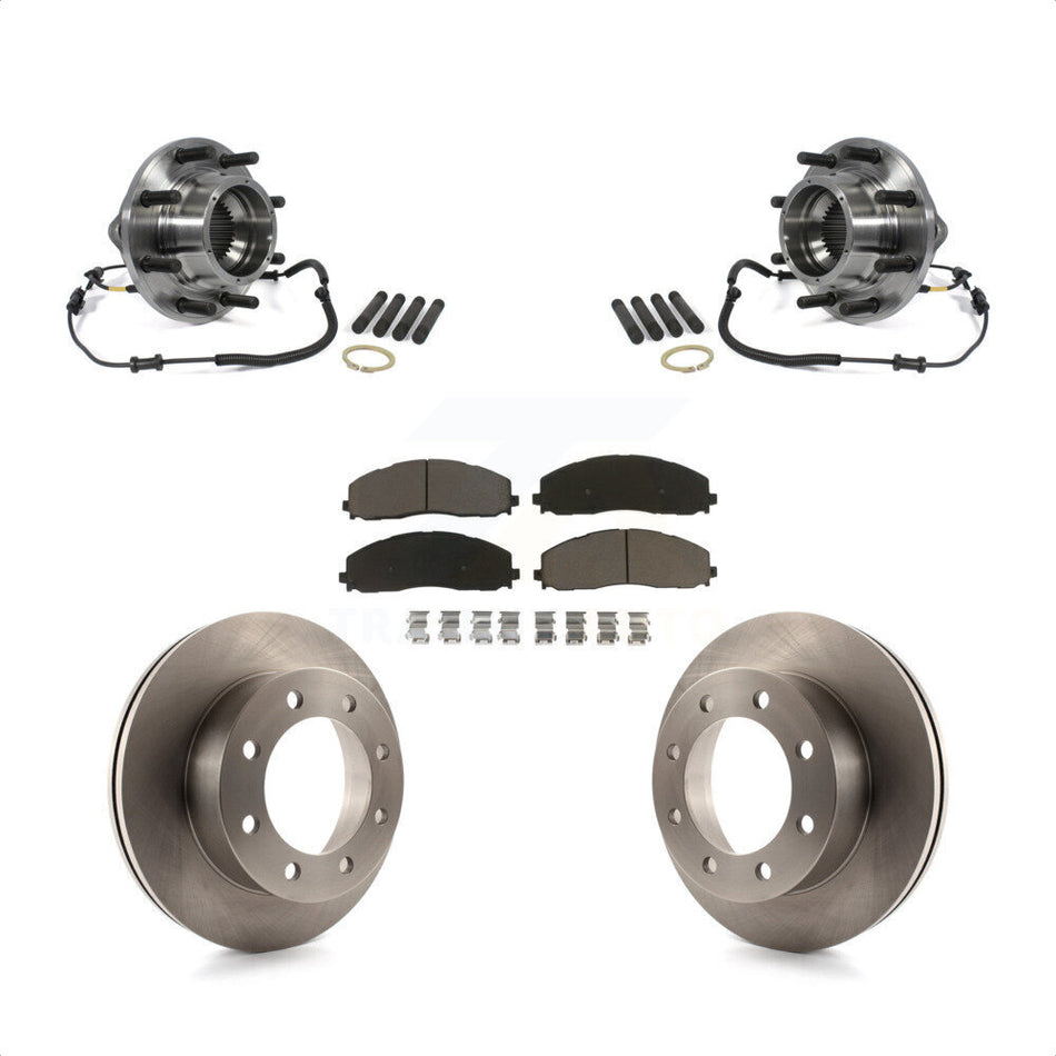 Front Hub Bearing Assembly With Disc Brake Rotors And Ceramic Pads Kit For 2013 Ford F-350 Super Duty 4WD Dual Rear Wheels KBB-122317