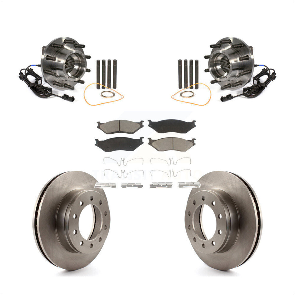 Front Hub Bearing Assembly With Disc Brake Rotors And Ceramic Pads Kit For 2011-2016 Ford F-450 Super Duty F-550 4 X KBB-122318