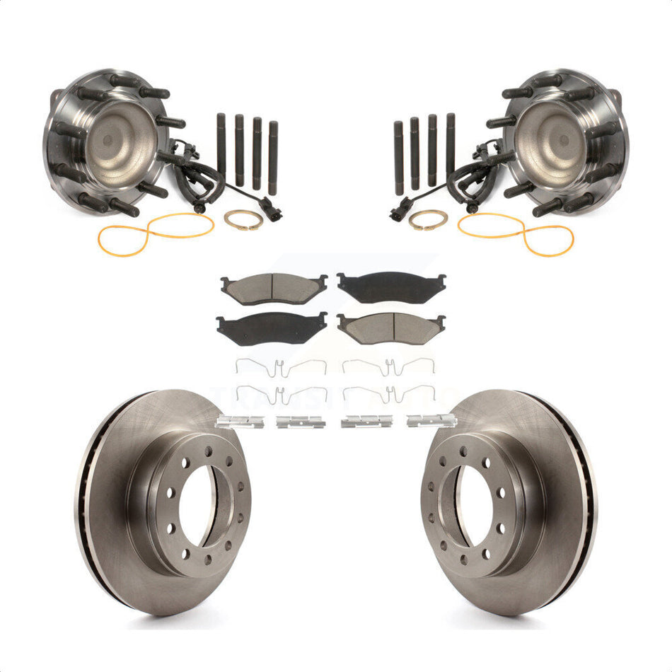 Front Hub Bearing Assembly With Disc Brake Rotors And Ceramic Pads Kit For 2011-2016 Ford F-450 Super Duty F-550 4 X 2 KBB-122319