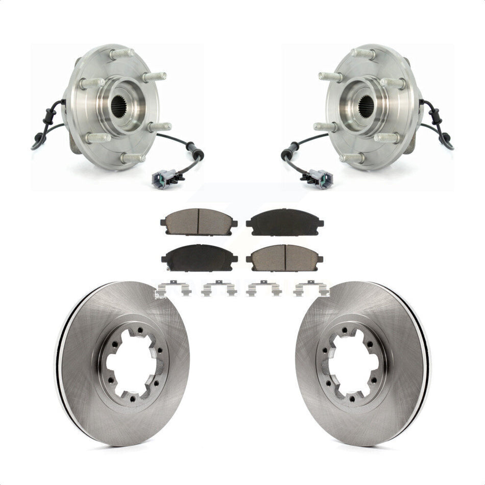 Front Hub Bearing Assembly With Disc Brake Rotors And Ceramic Pads Kit For 2004 Nissan Pathfinder KBB-122322
