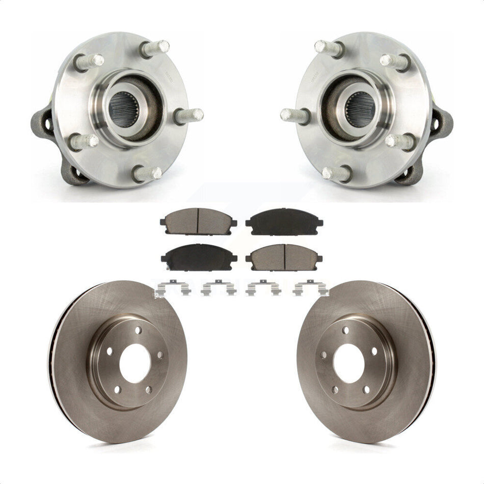 Front Hub Bearing Assembly With Disc Brake Rotors And Ceramic Pads Kit For 2004-2009 Nissan Quest KBB-122324