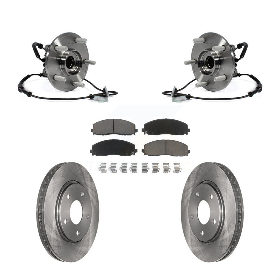 Front Hub Bearing Assembly With Disc Brake Rotors And Ceramic Pads Kit For 2017-2018 Dodge Grand Caravan Single Piston Caliper KBB-122334