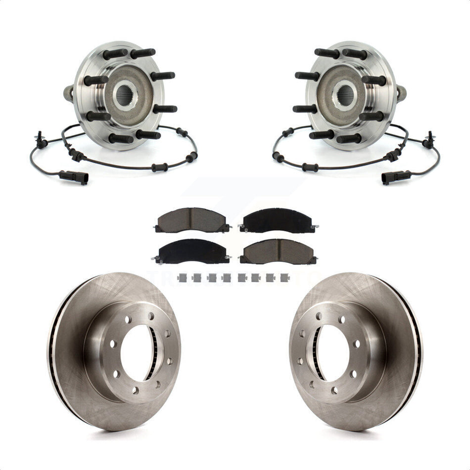 Front Hub Bearing Assembly With Disc Brake Rotors And Ceramic Pads Kit For Dodge Ram 2500 3500 4WD KBB-122371