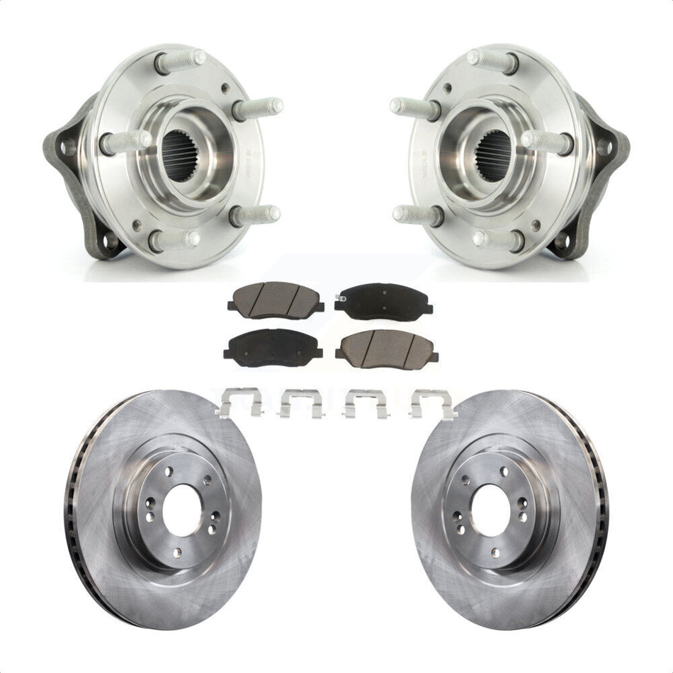 Front Hub Bearing Assembly With Disc Brake Rotors And Ceramic Pads Kit For 2013-2014 Hyundai Santa Fe 3.3L ABS Brakes KBB-122384