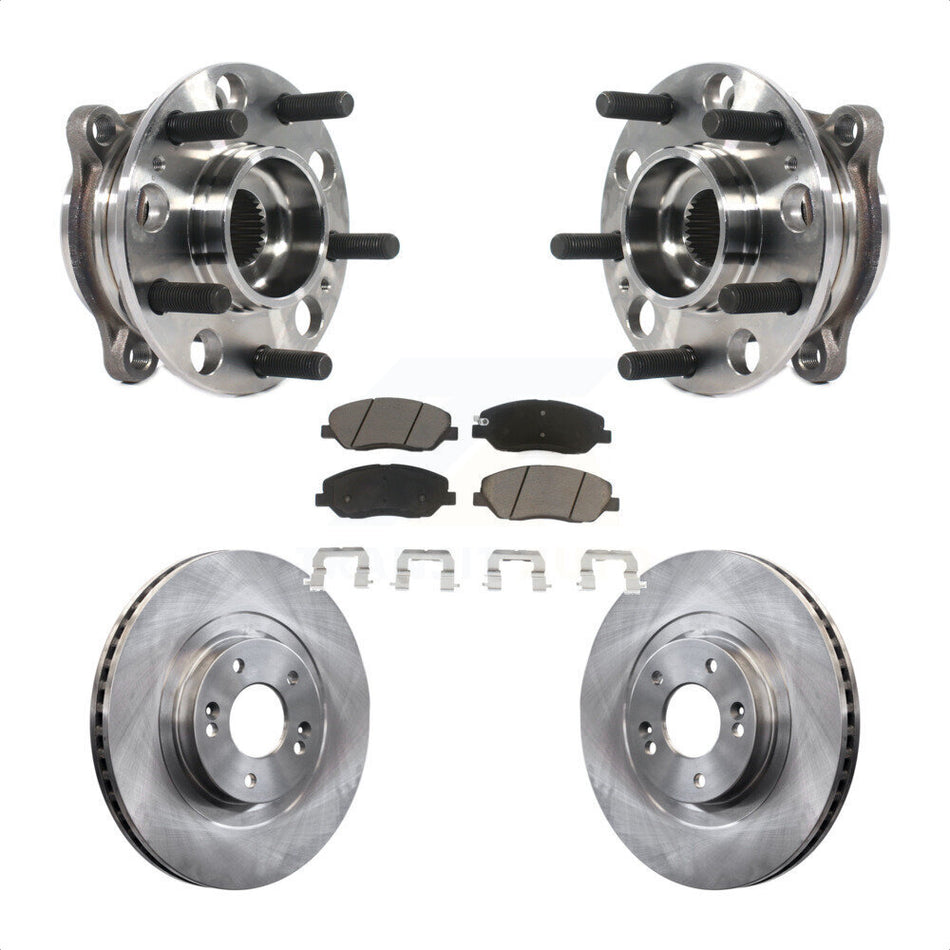 Front Hub Bearing Assembly With Disc Brake Rotors And Ceramic Pads Kit For 2015-2016 Hyundai Santa Fe XL 3.3L KBB-122386