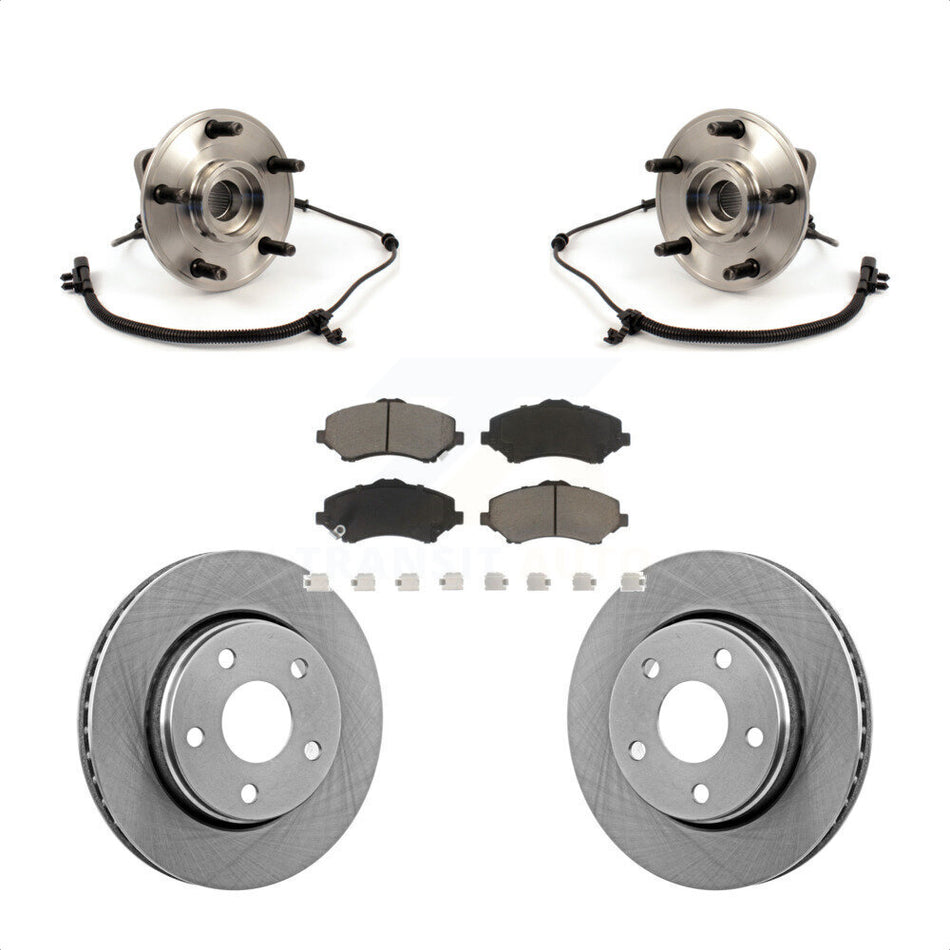 Front Hub Bearing Assembly With Disc Brake Rotors And Ceramic Pads Kit For 2007-2010 Jeep Wrangler KBB-122390
