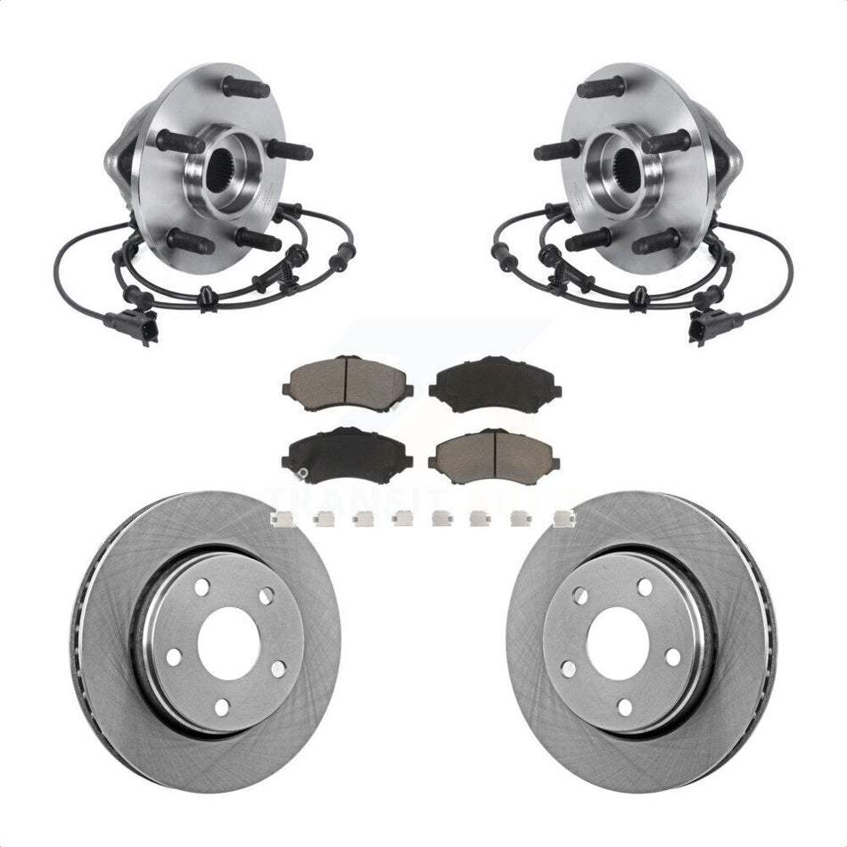 Front Hub Bearing Assembly Disc Brake Rotors And Ceramic Pads Kit For Jeep Wrangler KBB-122391