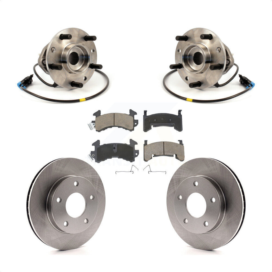 Front Hub Bearing Assembly With Disc Brake Rotors And Ceramic Pads Kit For 1997-1997 Chevrolet S10 GMC Sonoma Integral Sensor 4WD KBB-122399