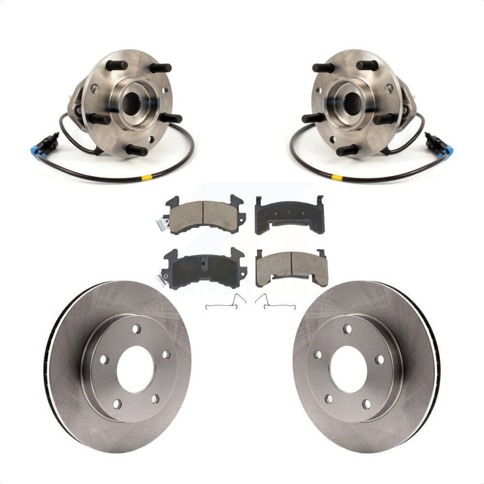 Front Hub Bearing Assembly With Disc Brake Rotors And Ceramic Pads Kit For 1997-1997 Chevrolet S10 GMC Sonoma Integral Sensor 4WD KBB-122399