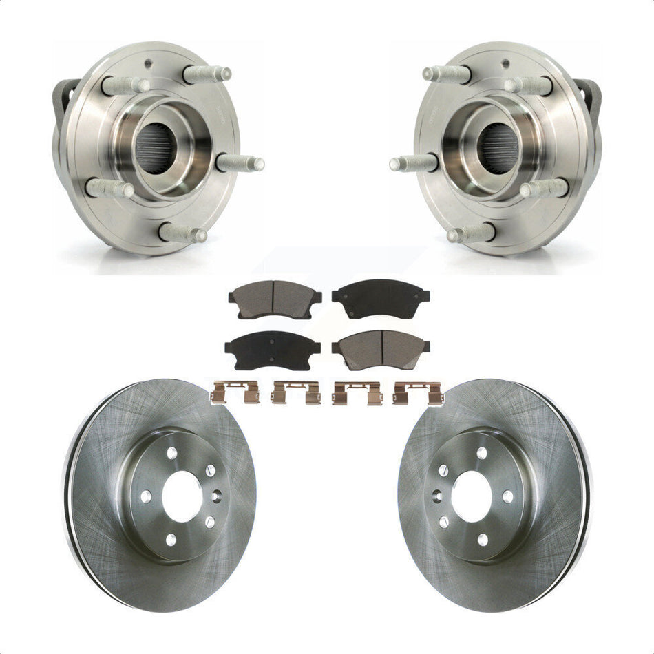 Front Hub Bearing Assembly With Disc Brake Rotors And Ceramic Pads Kit For 2014-2015 Chevrolet Cruze GAS engine 16" Factory Wheels KBB-122402
