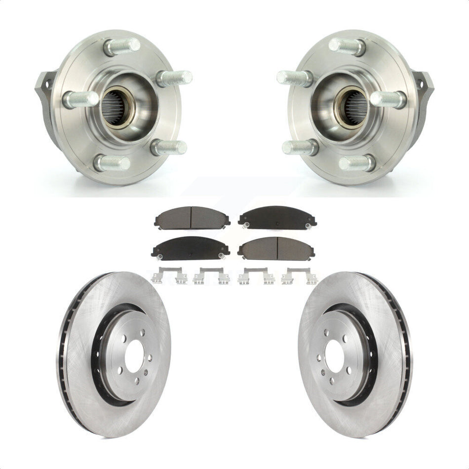 Front Hub Bearing Assembly With Disc Brake Rotors And Ceramic Pads Kit For Dodge Charger 355mm Diameter Rotor KBB-122415